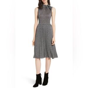 NWT Kate Spade‎ Metallic Knot Sweater Dress Star Bright Dark Silver Sz LARGE
